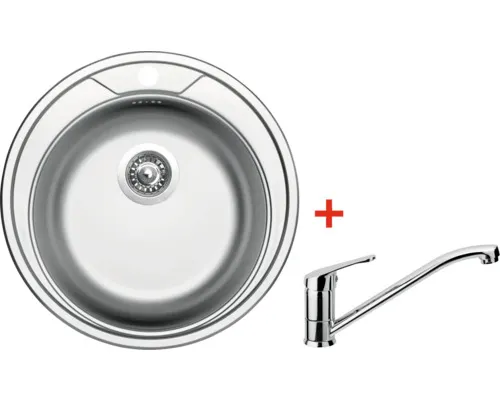 Nerezový dřez s baterií ROUND 510 510 x 510 mm + baterie PRONTO N21