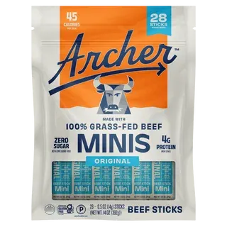 Country Archer Grass-Fed Beef Stick Minis Original, 0.5 oz, 28-Count