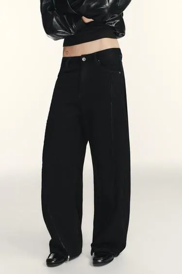 TRF BAGGY BARREL MID-WAIST JEANS