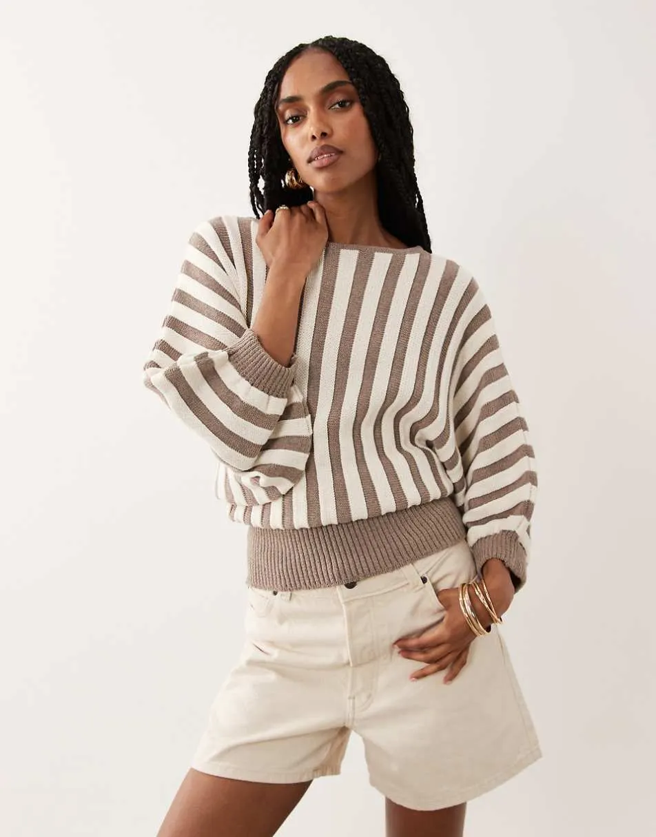 ASOS DESIGN knitted oversized top in brown stripe