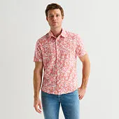St. John's Bay Camp Mens Short Sleeve Classic Fit Button-Down Shirt