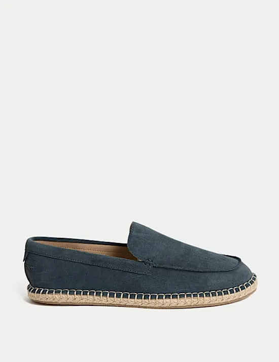 Suede Slip-On Espadrille Loafers