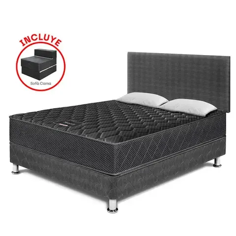 Dormitorio Majestic Black 2 Plazas + Sofa Cama