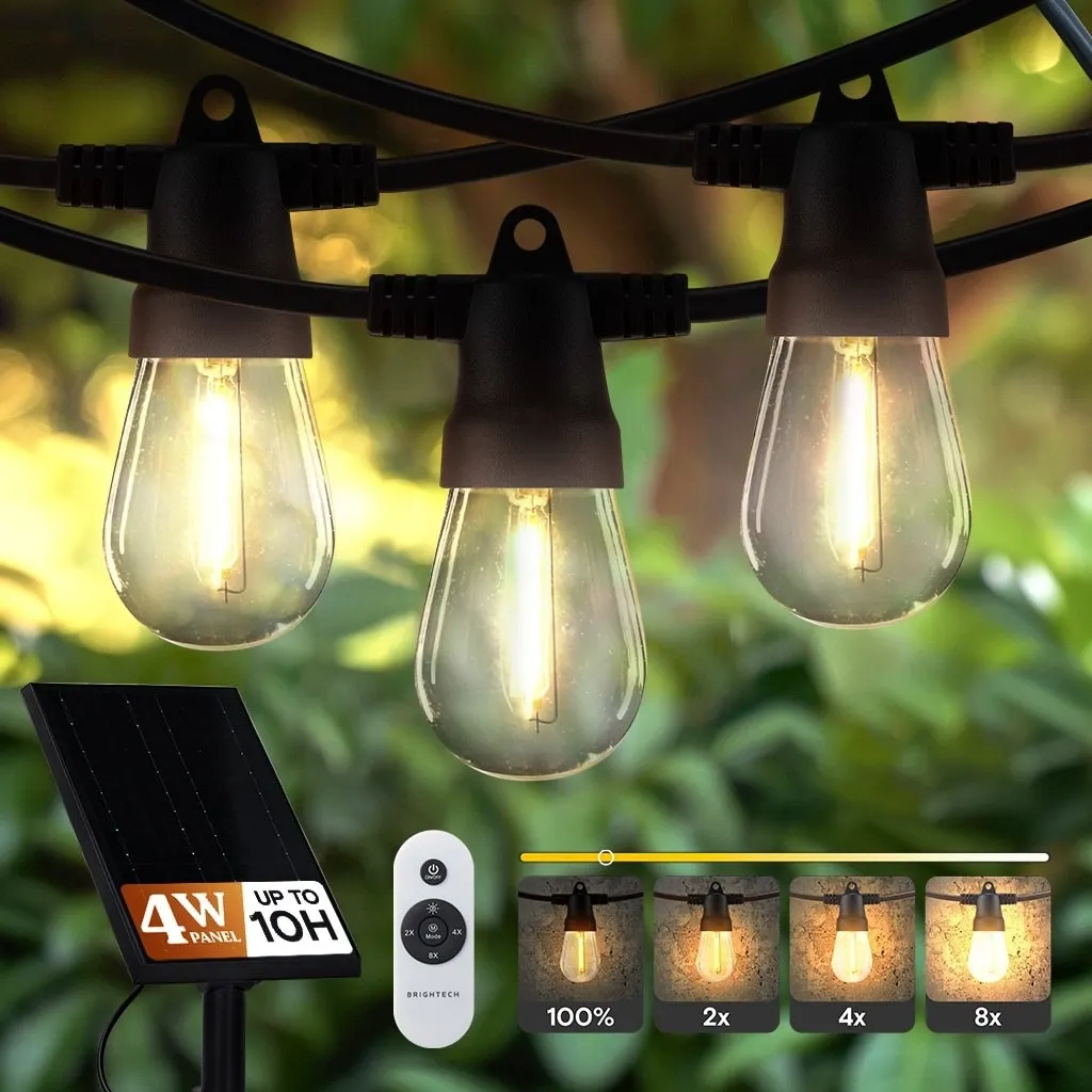 27-ft Solar Classic Black Outdoor String Light with 15 LED Edison Bulbs and with Remote