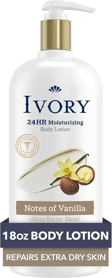 Ivory Body Lotion, 24hr Moisturizing, Absorbs Instantly, Shea Butter Blend, Notes of Oatmilk Scent, 18 fl oz