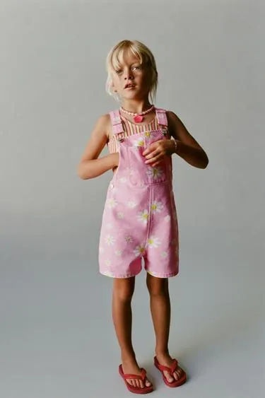 STRIPED TWILL PINAFORE DRESS