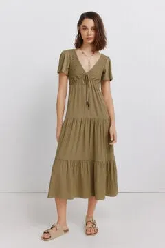 Vestido midi volantes