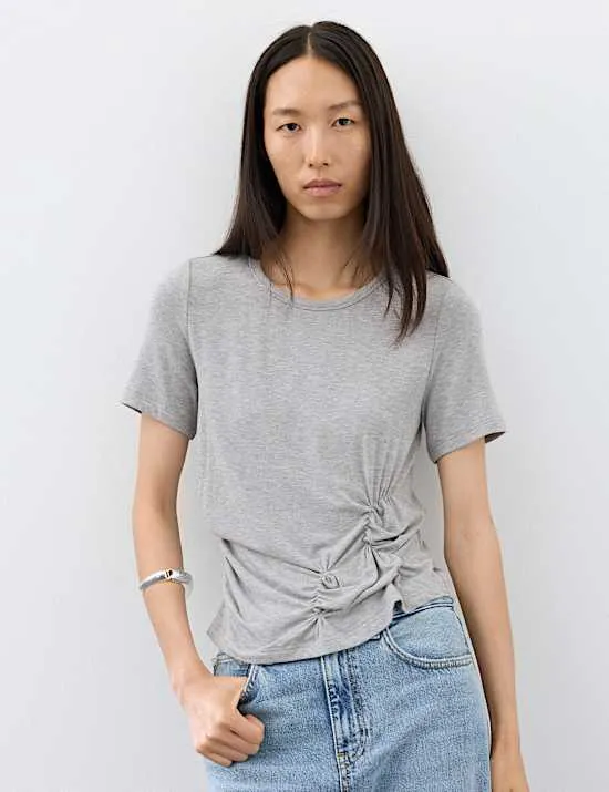 Jersey Regular Fit Ruched T-Shirt
