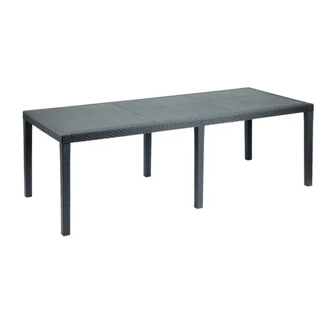 Tavolo allungabile da esterno rettangolare in resina antracite 6 posti L da 150 a 220x90cm, Queen