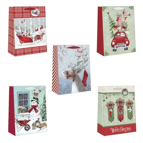 Paper Images Medium Holiday Gift Bags - 5 Pack