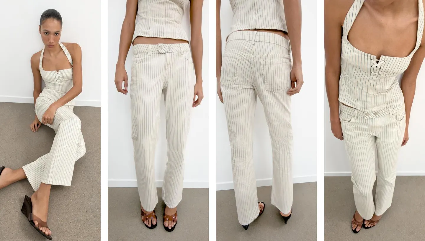 TRF LOW-RISE STRIPED STRAIGHT JEANS