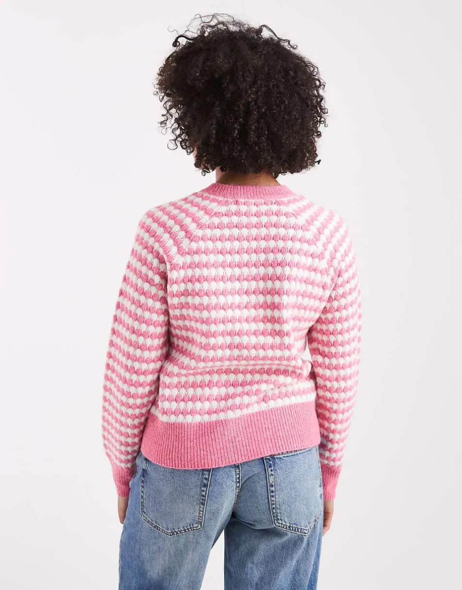 Threadbare tie front knitted cardigan in pink and white stripe