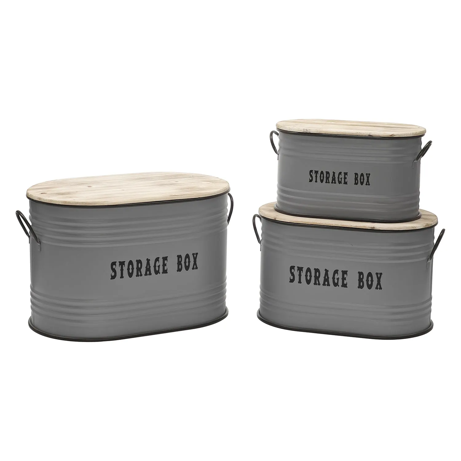 Set 3 Ceste Portabiancheria con Manici Rettangolare Grigio