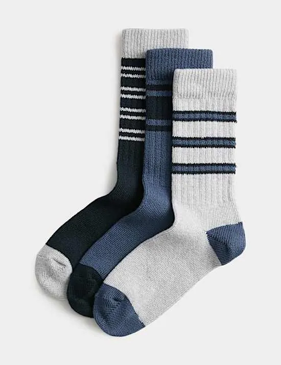 3er-Pack Gestreifte Freizeitsocken mit hohem Baumwollanteil