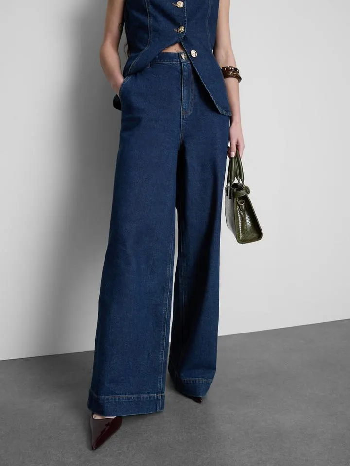 Jean large à ourlet large