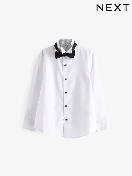 White Long Sleeve Smart Shirt with Bowtie (3-16yrs)