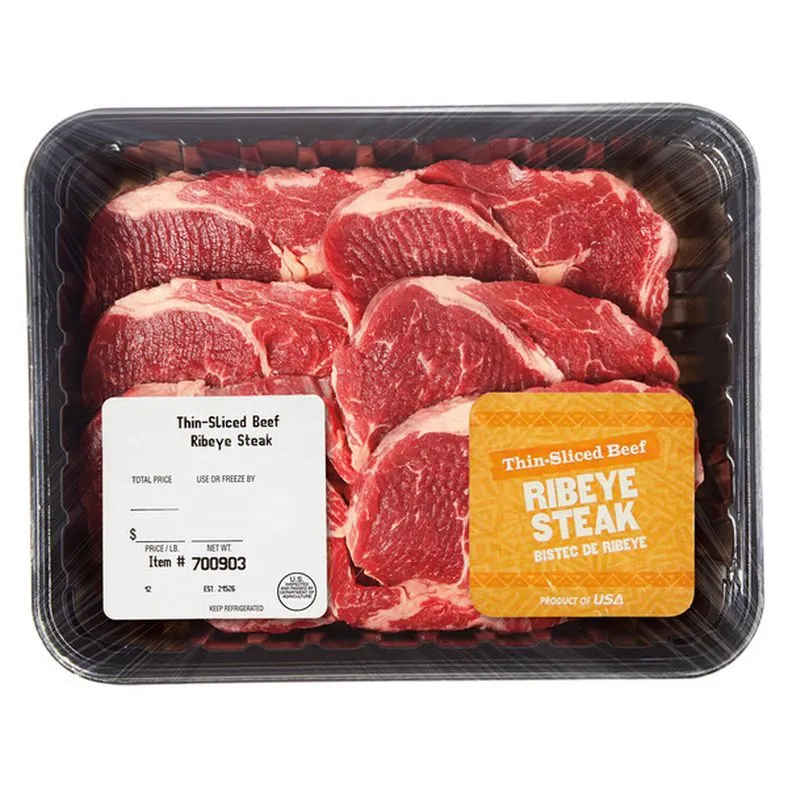 Thin-Sliced Beef Ribeye Steak, per lb