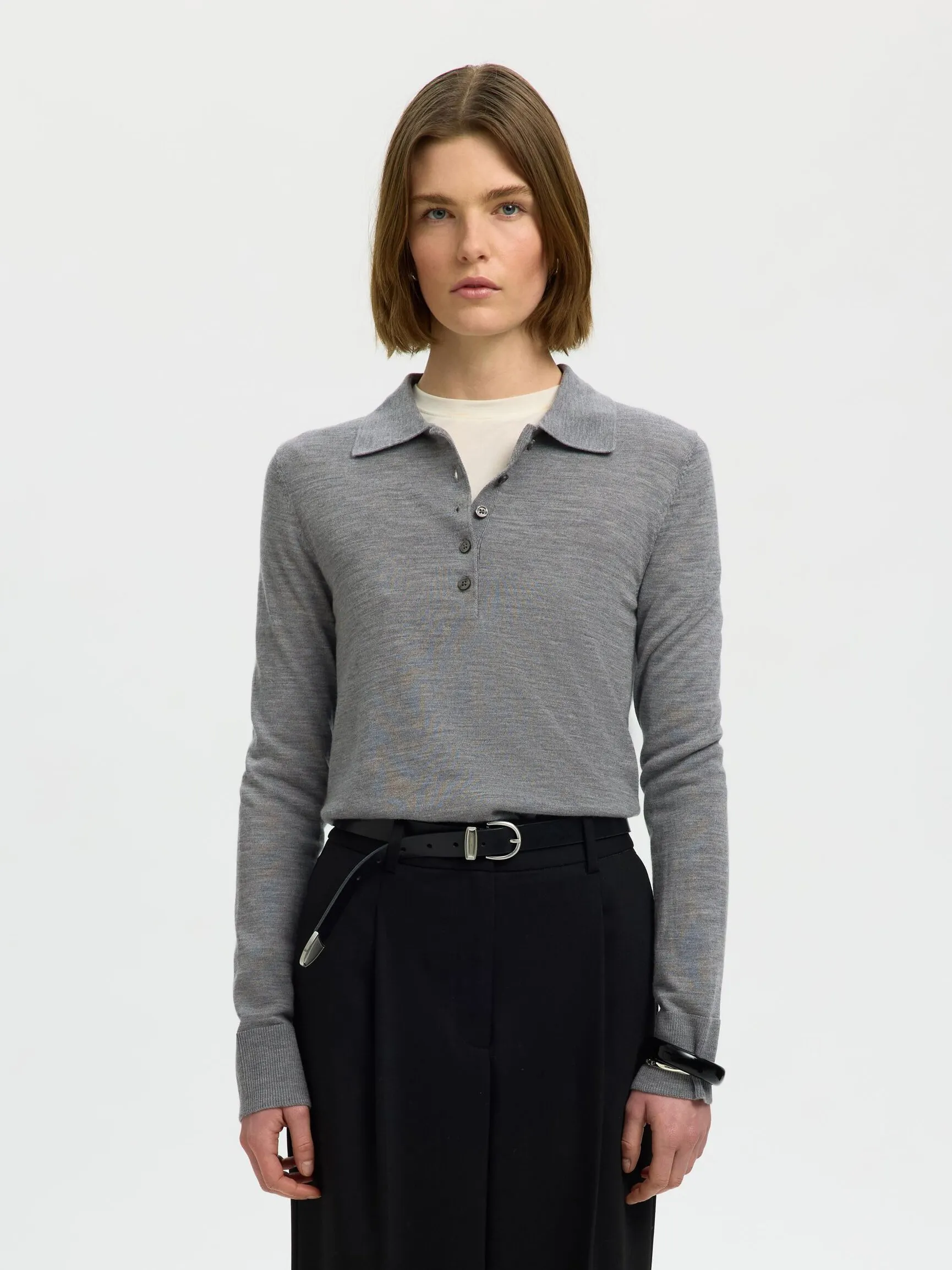 100 % MERINOULL STRIKKET POLOSKJORTE