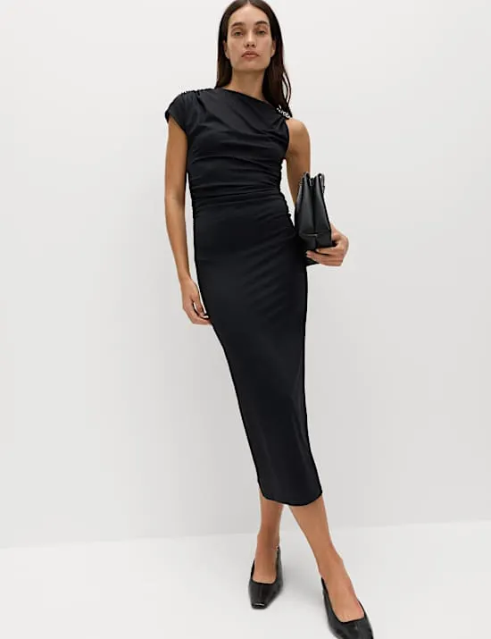 Midaxi-Bodycon-Kleid aus Jersey mit Metalldetails