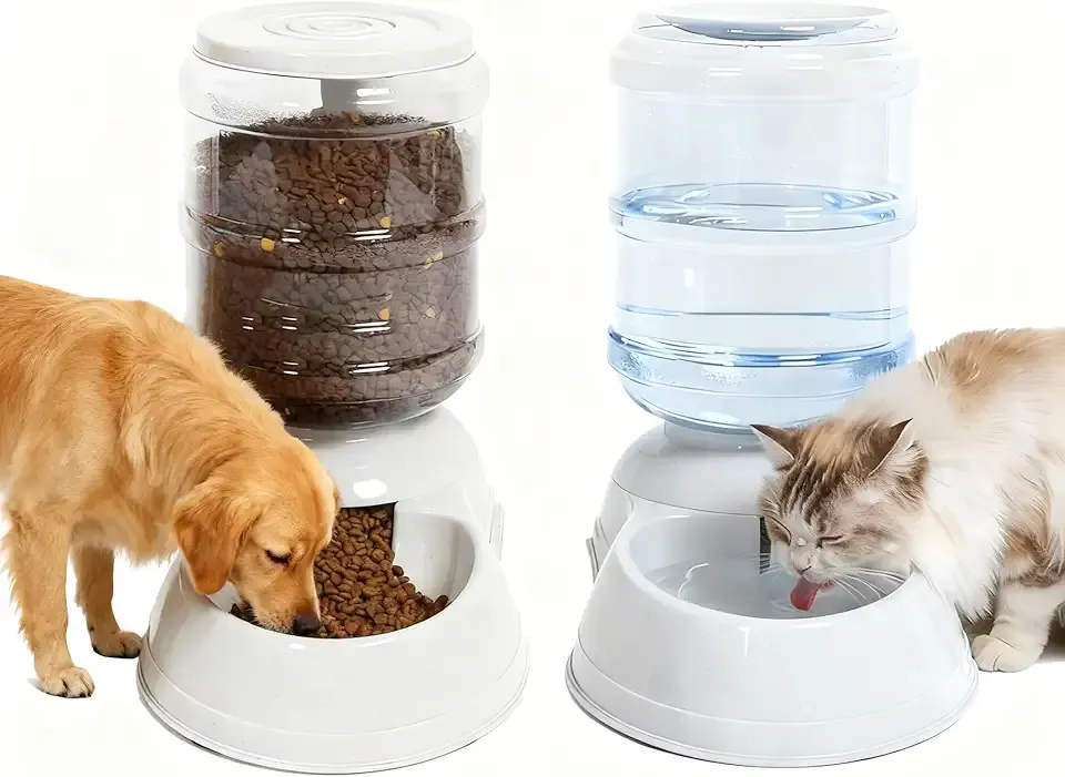 Gravity Pet Feeder and Water Dispenser Set, 3 Gallon/11L Automatic Dog Feeder and Dog Water Dispenser for Dogs Cats Pets Animals Large Capacity