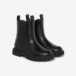 Bottines effet cuir élastiquées à rivets pour fille