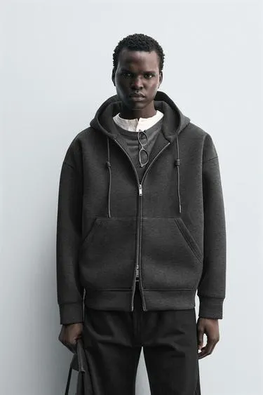 NEOPRENE-EFFECT HOODIE