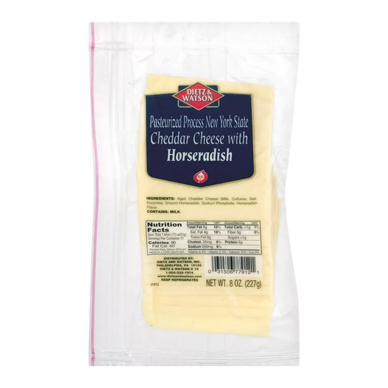 Dietz & Watson Horseradish Cheddar Cheese, Pre-Sliced