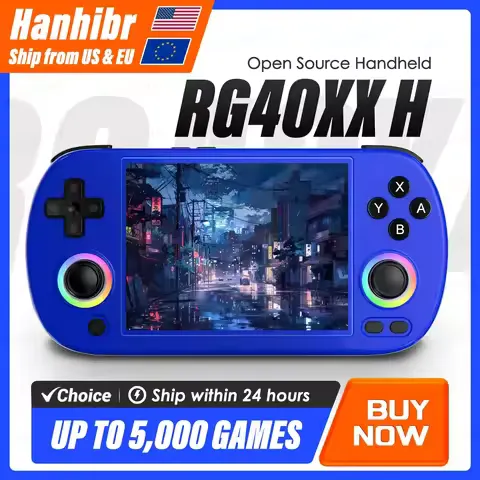 ANBERNIC RG40XX H Video Game Console 4''IPS Screen Linux System Joystick Handheld Game Console RGB Lighting Effect RG40XXH Video Player Smartpro Gifts