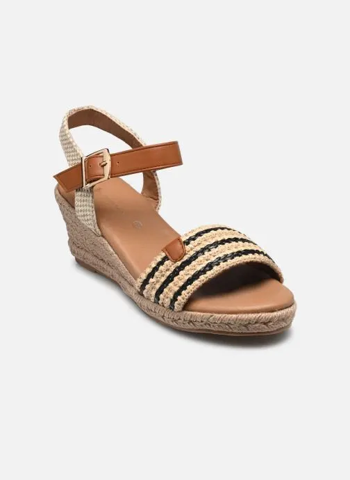 Sandalen met sleehak en plateau TDF5238 dames zwart