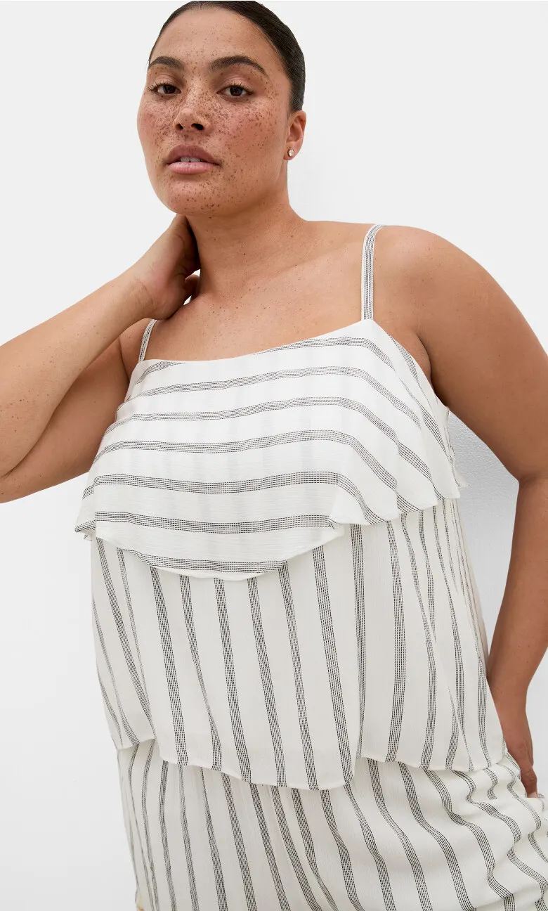 Emery Stripe Cami - white