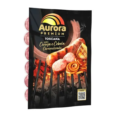 linguiça toscana sabor cerveja e cebola caramelizada aurora 500g