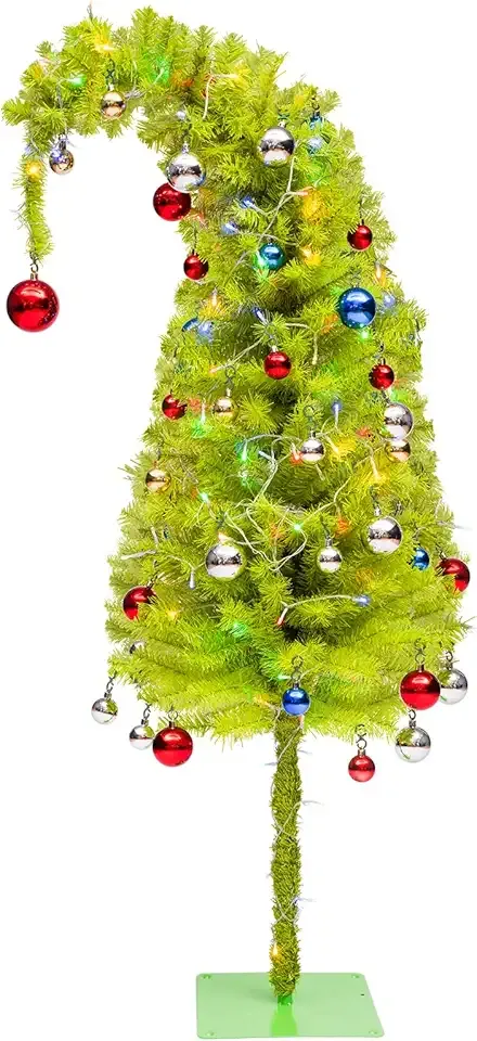 6 Ft Christmas Tree, Bendable Artificial Christmas Tree for Indoor Outdoor with Lights Decorations Balls Christmas Holiday Decor for Home Office Street