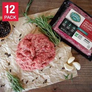 Pederson Natural Farms 100% Grass Fed Organic Ground Beef (12/1 Lb. Per Pack), 12 Total Packs, 12 Lbs. Total