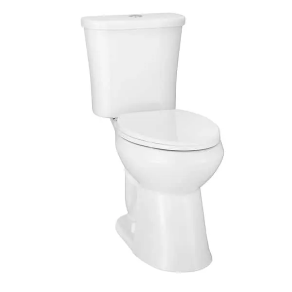 Glacier Bay Power Flush 12 in.​ Rough in 2-​Piece 0.​95 GPF/​1.​28 GPF Dual Flush Elongated Toilet in White, Seat Included