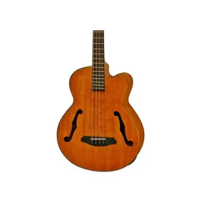 ARIA FEB-F2M 814MM MEDIUM SCALE ELECTRIC ACOUSTIC BASS - SEE THRU BROWN