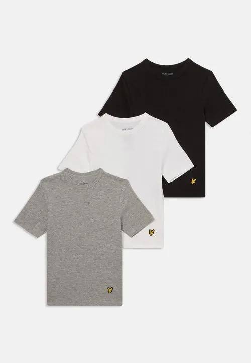 UNISEX 3 PACK - T-shirts - jet black/mid grey marl/white