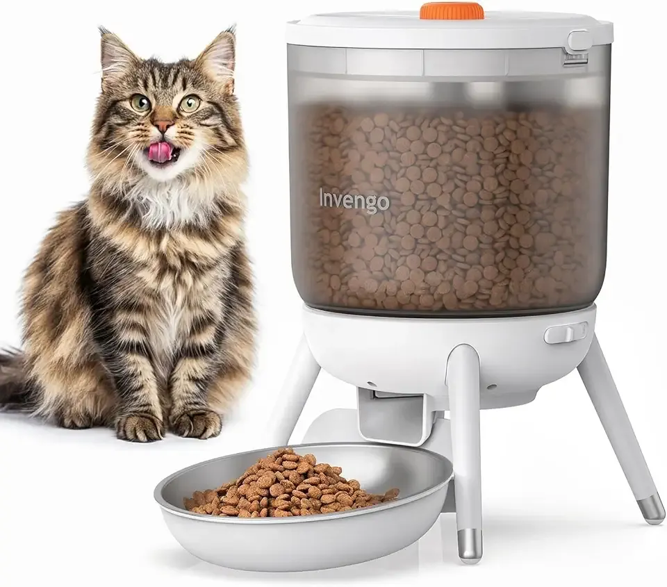 Automatic Cat Feeder, 3L Timed Pet Feeder for Cats & Small Dogs, Dual Power USB & Battery, Clear Hopper, Easy-Clean, Dry Food & Kibble, Up to 6 Meals Daily