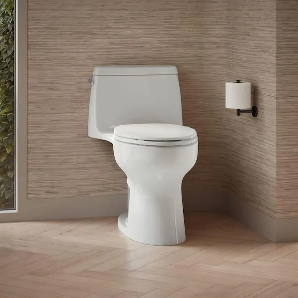 KOHLER Santa Rosa 12 in. Rough In 1-Piece 1.28 GFP Single Flush Elongated Chair Height Toilet in White with Soft Close Seat