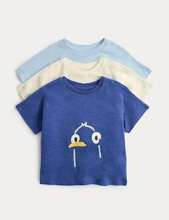 3er-Pack Meerstier-Oberteile aus reiner Baumwolle (0–5 J.)