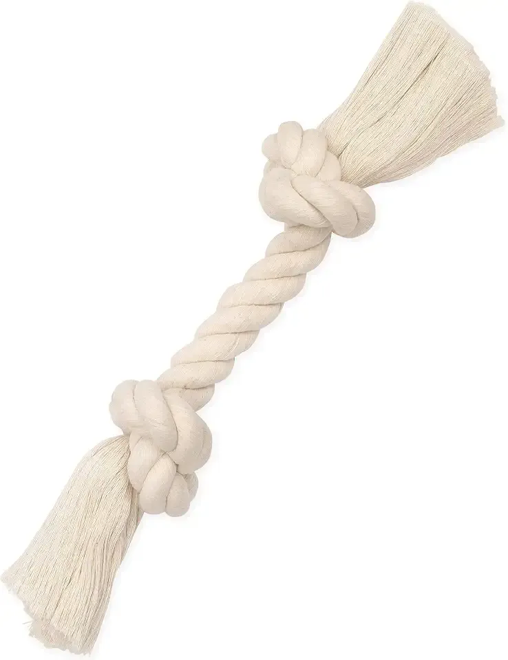 Mammoth Pet Products Dog,Flossy Chews 100-Percent Cotton White Rope Bone, Large, 14-Inch (10006V)