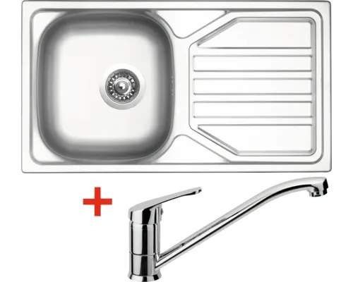 Nerezový dřez s baterií OKIO 780 435 x 780 mm + baterie PRONTO N45