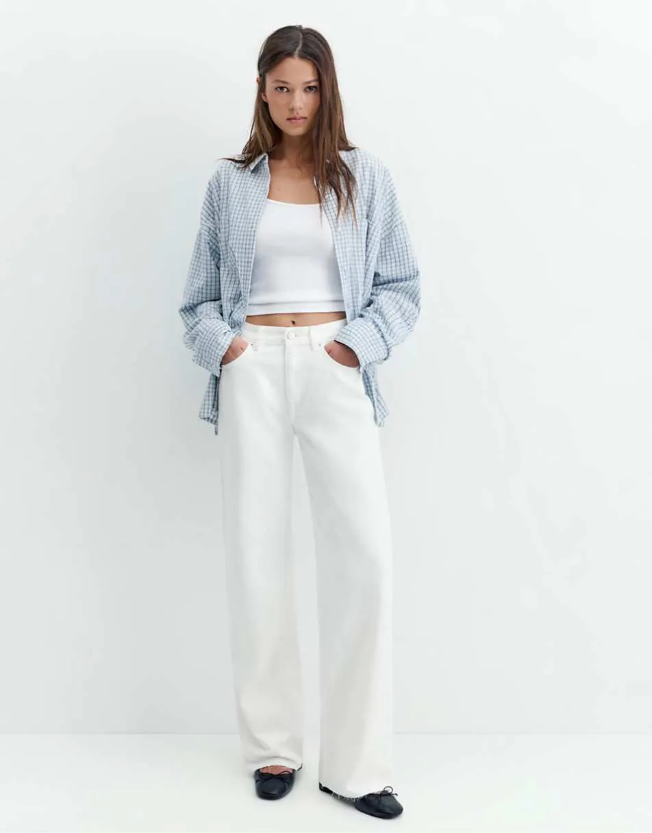 Pull&Bear Straight wide-leg jeans in white