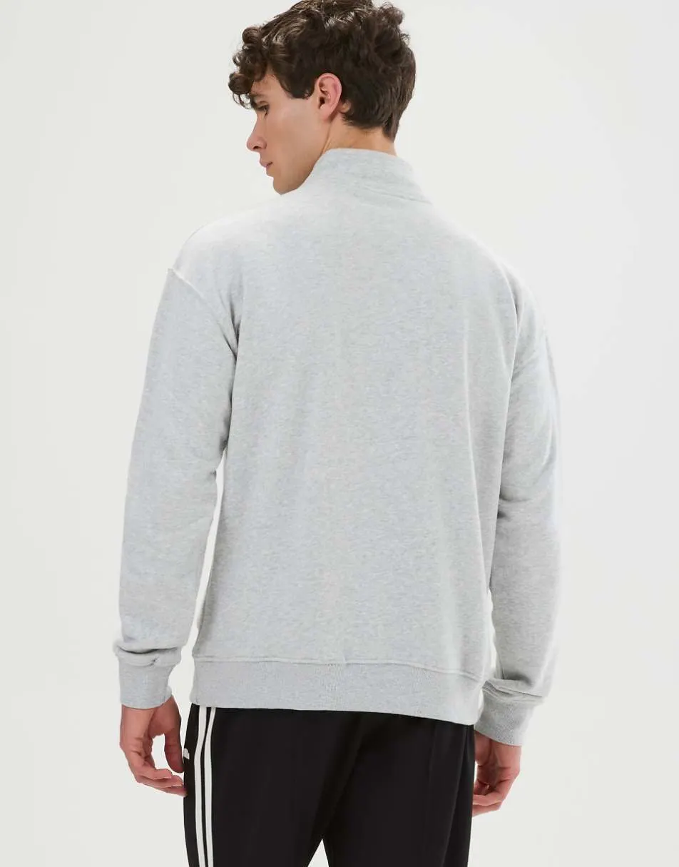 ellesse Arivalo 1/4 zip top in light grey marl