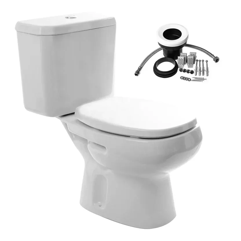 Kit inodoro largo Mónaco con depósito y accesorios blanco brillante