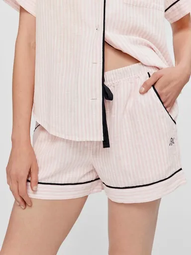 Pink Stripe 100% Cotton Mid Short