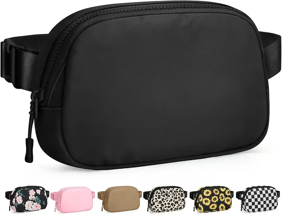 Fanny Packs for Women Cross Body Bag Waterproof Belt Bag with Adjustable Strap and Zipper Back Pocket Small Crossbody Bags Fashion Waist Packs for Workout Travelling(Black)