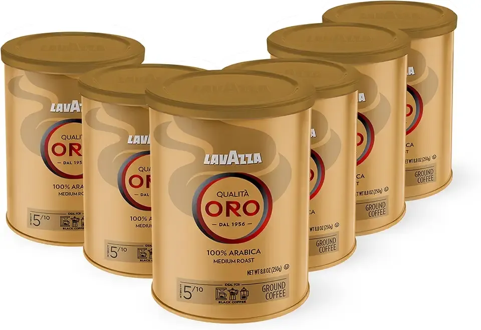Lavazza Qualità Oro Ground Coffee, Medium Roast, 100% Arabica, 8.8 oz Tin (Pack of 6)