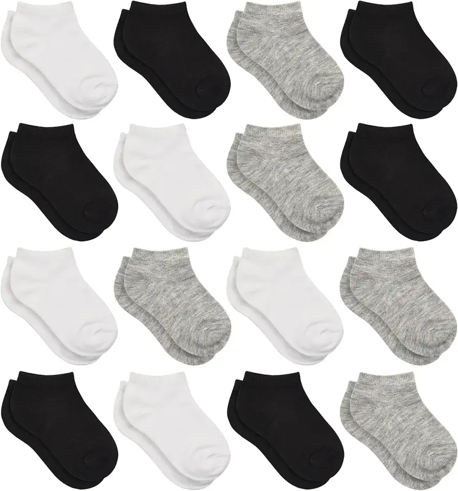Toddler Socks, 16 Pairs Low Cut No Show Ankle Set for Boys Girls Kids (1-14 Years Old)