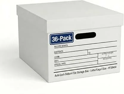 BOX USA File Boxes with Lids and Handles (36-Pack) - File…