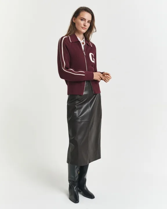 Midi-blyantskjørt i skinn